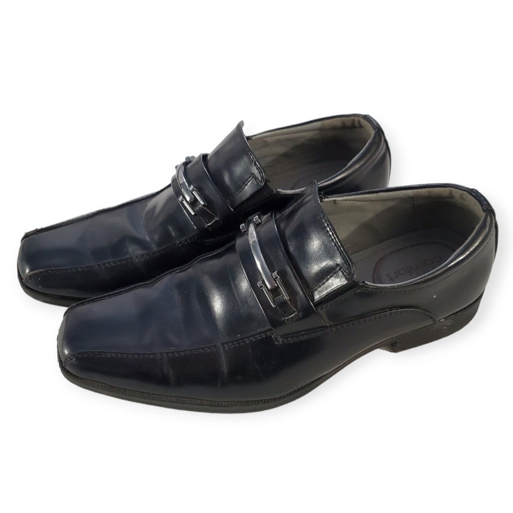 Dexter Comfort Men's 7.5 Slip on Dress Shoes Black Patent Leather Square Toe